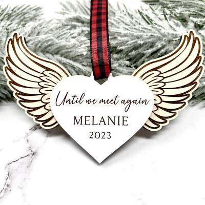 Memorial Ornament, Angel Wings Ornament, Until We Meet Again, Grief Gift for Friend, Loss of Sister Gift, Brother Gift, Mother, Father - image1